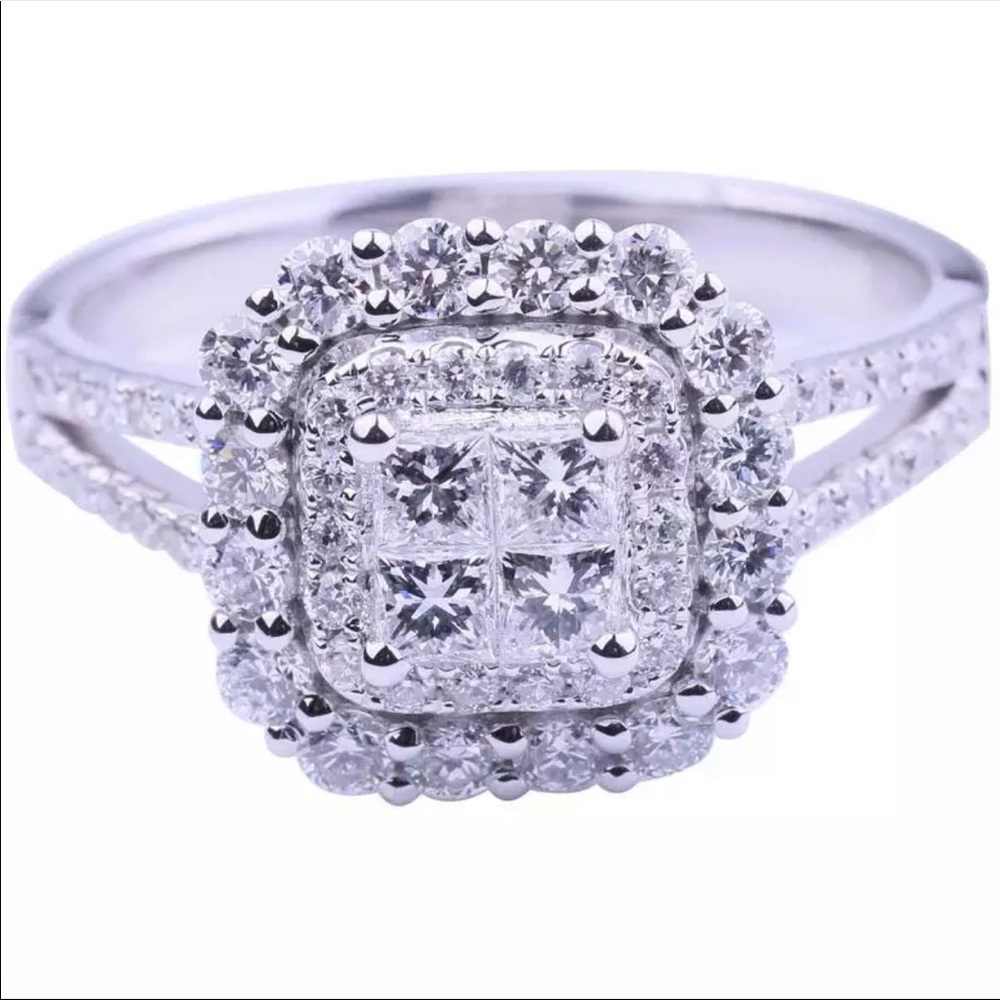 Luxury 925 Sterling Silver Diamond Halo Ring New - Picture 6 of 6